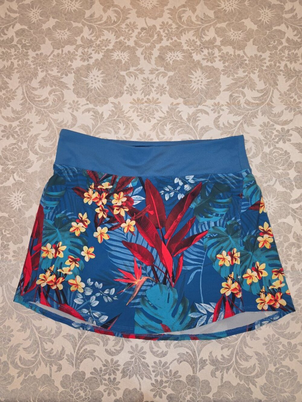 Marika Tankini Bottom Skirt Blue Red Yellow Floral Medium